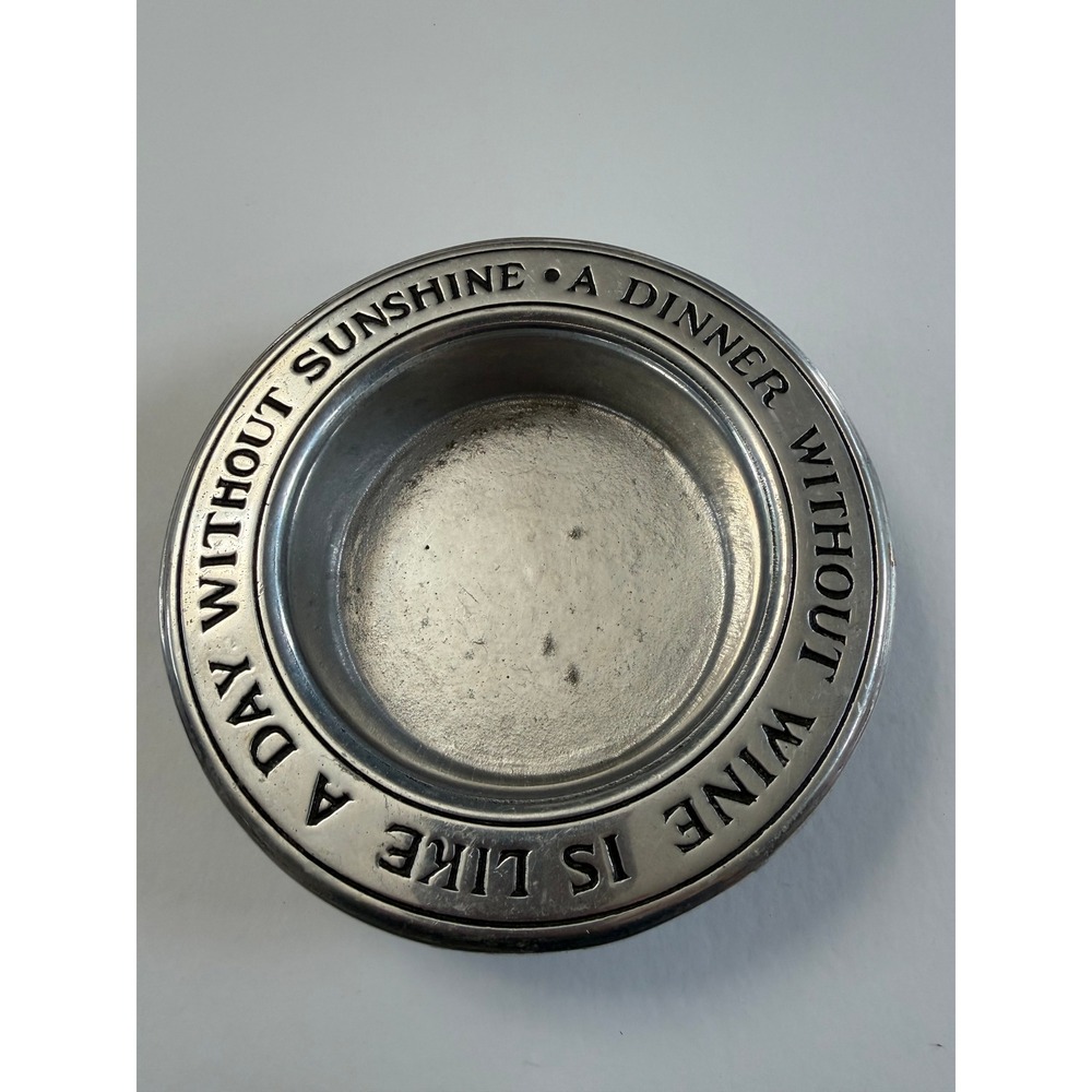 VTG‎ Wilton Armetale Pewter "A Dinner Without Wine" Wine Bottle Coaster